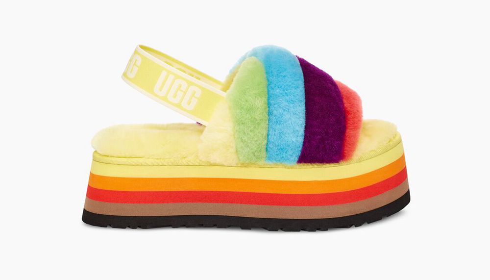 Ugg Disco Stripe - Mens Slides - Rainbow - NZ (4381LTWPN)